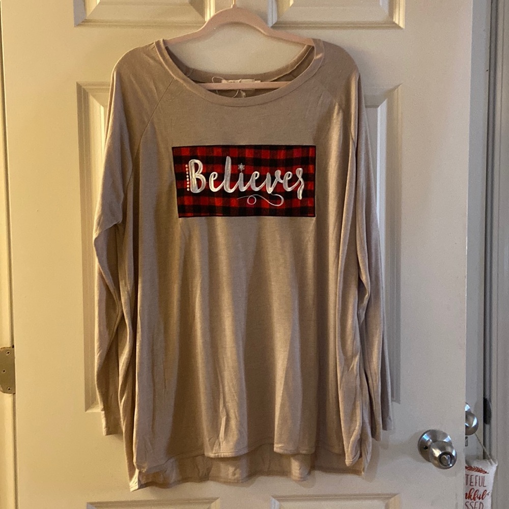 Wanderer by Southern Grace Long sleeve Khaki Christmas shirt